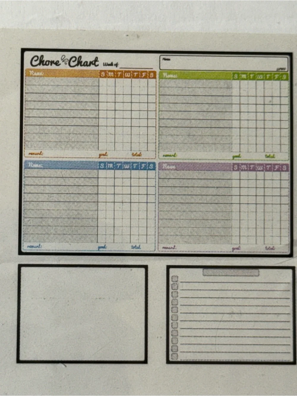 Magnetic Home Office Chore Chart - White with Multicolor Sections